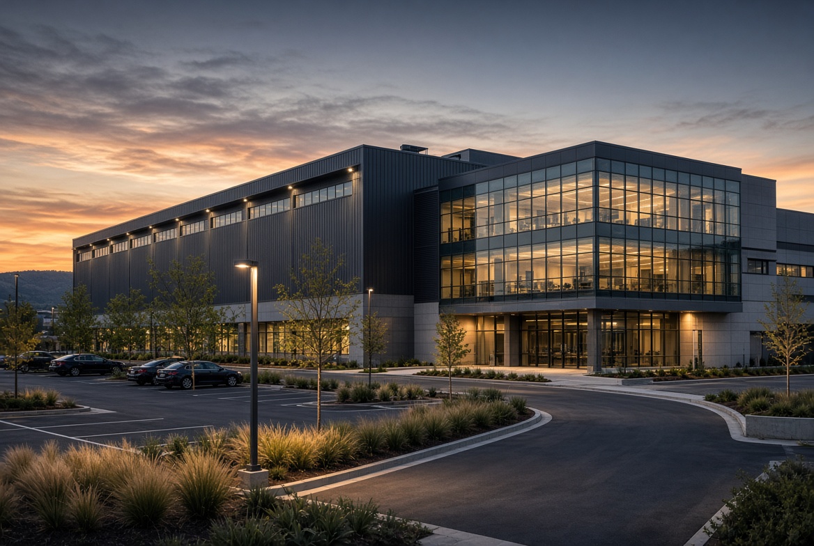 Plant exterior at dusk